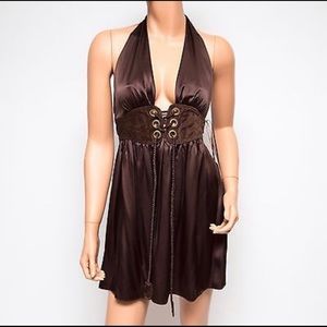 Ingwa Melero Brown Silk Mini Dress